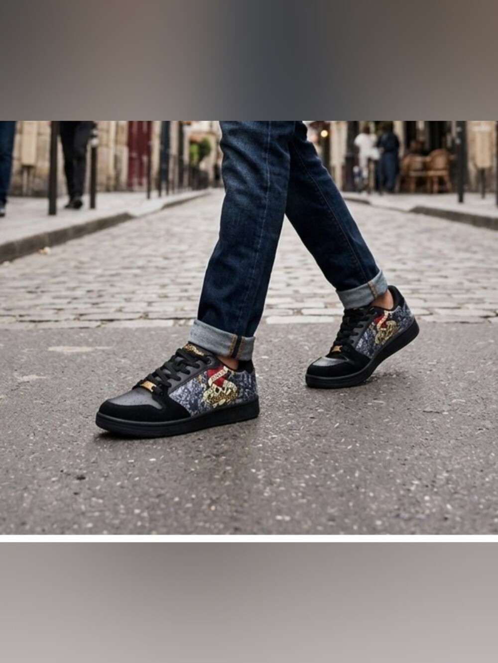 New Ed Hardy Black Skate Sneakers with Love Kills Slowly Graphic Men's Size 10.5